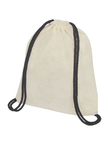 Plecak Oregon ściągany sznurkiem z kolorowymi sznureczkami, wykonany z bawełny o gramaturze 100 g/m² , natural / czarny