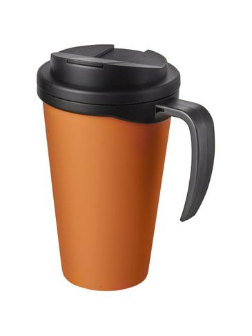 Americano® Grande 350 ml mug with spill-proof lid, pomarańczowy / czarny