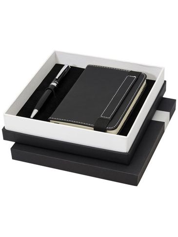 Zestaw upominkowy Legatto z notatnikiem A6 i długopisem, czarny