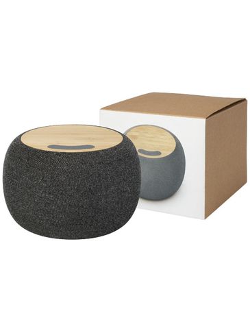 Ecofiber głośnik Bluetooth® z bambusa/RPET i bezprzewodowa ładowarka indukcyjna, piasek pustyni / szary