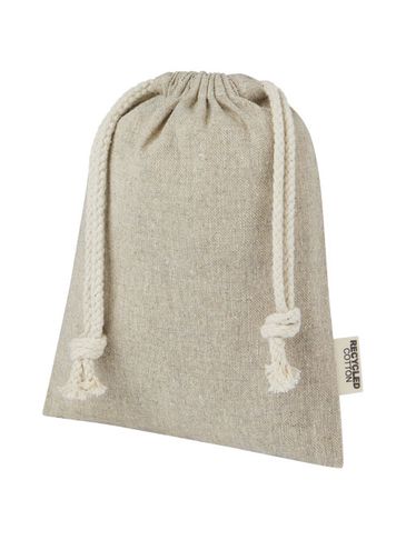 Pheebs torba na prezent z bawełny z recyklingu o gramaturze 150 g/m² i z certyfikatem GRS, mała o pojemności 0,5 l, naturalny melanż