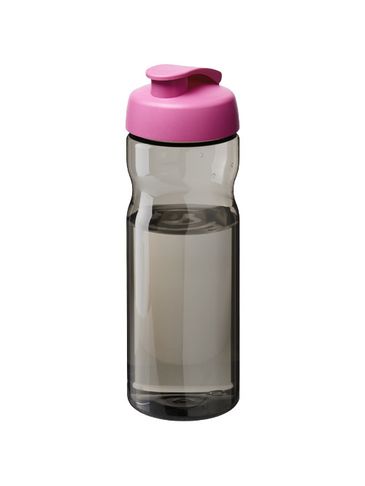 Bidon H2O Eco o pojemności 650 ml z wieczkiem zaciskowym, ciemnografitowy / magenta