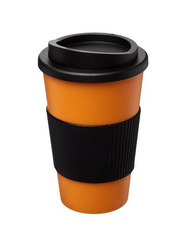 Kubek termiczny z serii Americano® o pojemności 350 ml z uchwytem, pomarańczowy / czarny