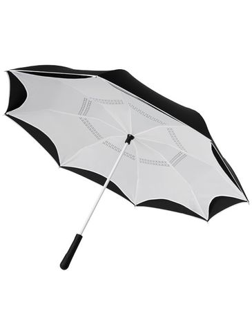 Odwrotnie barwiony prosty parasol Yoon 23”, biały / czarny