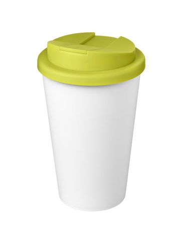 Kubek Americano® Eco z recyklingu o pojemności 350 ml z pokrywą odporną na zalanie, limonka / biały