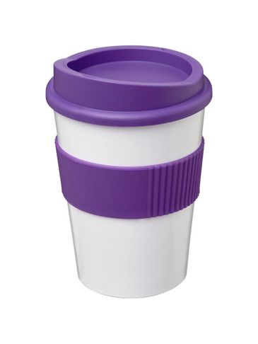 Kubek z serii Americano® Medio o pojemności 300 ml z uchwytem, biały / fioletowy