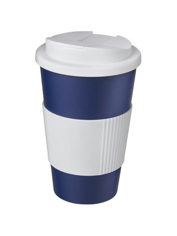 Americano® 350 ml tumbler with grip & spill-proof lid, niebieski / biały