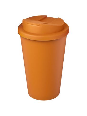 Kubek Americano® Eco z recyklingu o pojemności 350 ml z pokrywą odporną na zalanie, pomarańczowy