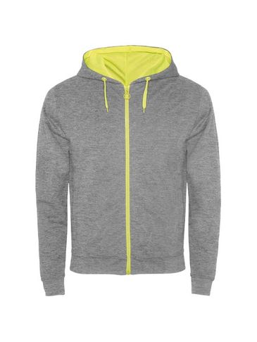 Fuji bluza unisex, szary melanż / fluor yellow