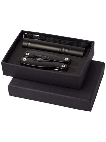 Zestaw upominkowy Scout składający się z multinarzędzia i latarki, czarny