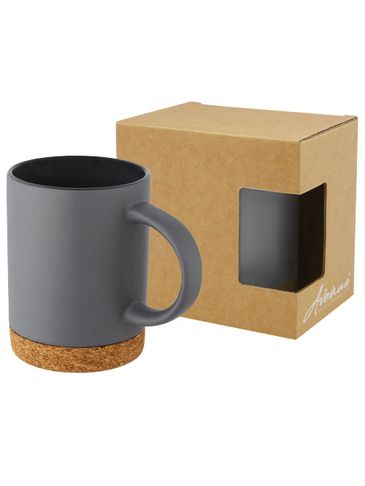 Neiva Kubek ceramiczny o pojemności 425 ml z korkową podstawą, szary