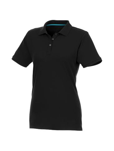 Beryl – damska koszulka polo z krótkim rękawem z bawełny organicznej i materiałów z recyklingu, czarny