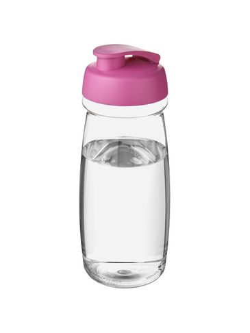 Bidon H2O Pulse® o pojemności 600 ml z wieczkiem zaciskowym, przezroczysty / różowy