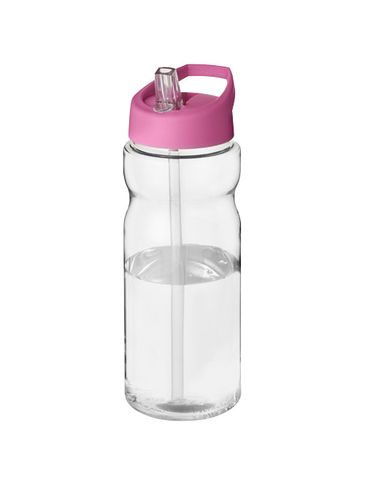 Bidon H2O Base® o pojemności 650 ml z wieczkiem z słomką, przezroczysty / różowy