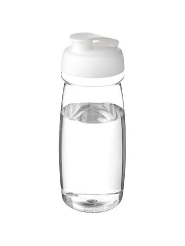 Bidon H2O Pulse® o pojemności 600 ml z wieczkiem zaciskowym, przezroczysty / biały