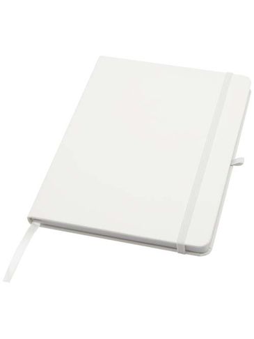 Teak notatnik A5 z twardą okładką z materiałów z recyklingu i stronami w linie, biały