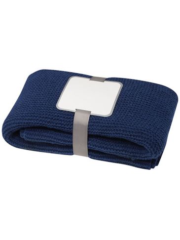 Suzy koc z dzianiny poliestrowej z certyfikatem GRS o wymiarach 150 x 120 cm, granatowy