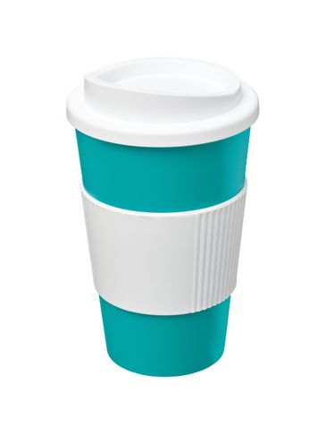 Kubek termiczny z serii Americano® o pojemności 350 ml z uchwytem, błękitny / biały