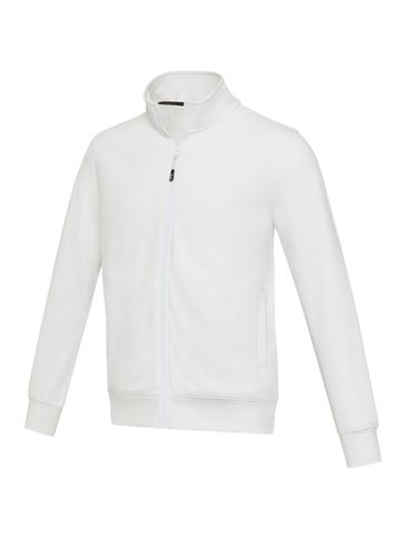 Galena bluza unisex z recyklingu z zamkiem błyskawicznym na całej długości, biały