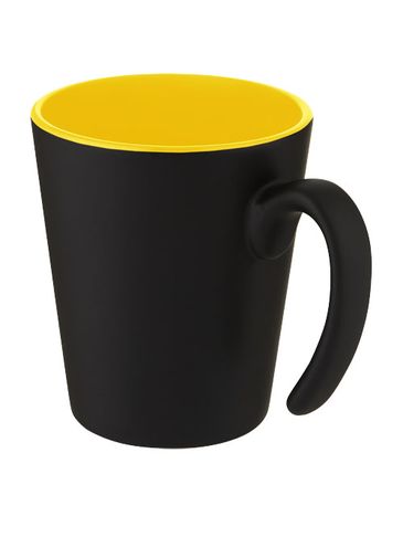 Kubek ceramiczny Oli o pojemności 360 ml z uchwytem, żółty / czarny