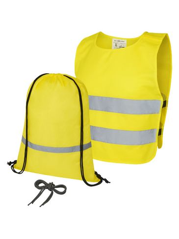 Ingeborg zestaw zwiększający bezpieczeństwo i widoczność dla dzieci w wieku 7-12 lat, neonowy żółty