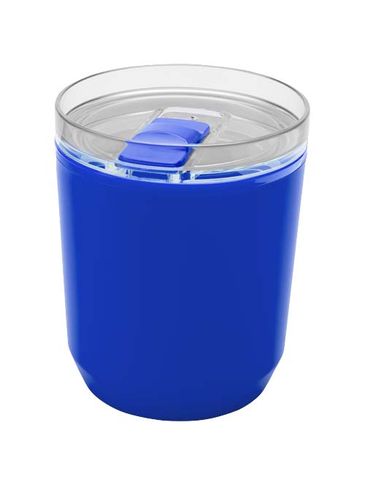 Hudson kubek z podwójnymi ściankami o pojemności 180 ml wykonany z tworzyw sztucznych pochodzących z recyklingu, niebieski