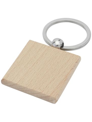 Kwadratowy brelok do kluczy Gioia z drewna bukowego, piasek pustyni