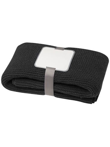 Suzy koc z dzianiny poliestrowej z certyfikatem GRS o wymiarach 150 x 120 cm, czarny