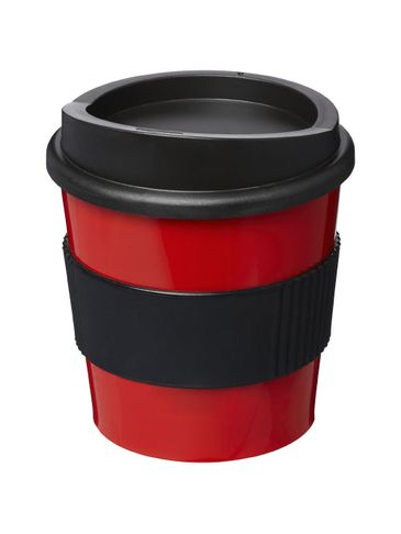 Kubek z serii Americano® Primo o pojemności 250 ml z uchwytem, czerwony / czarny