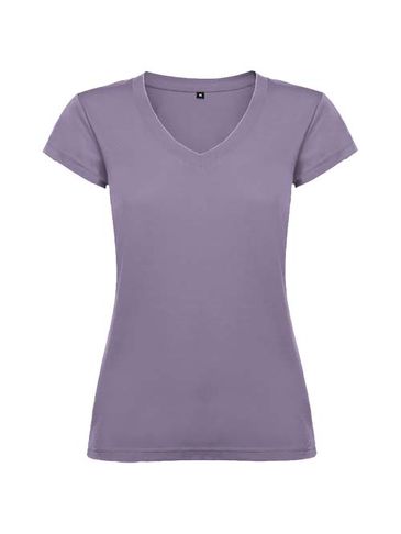 Victoria damska koszulka z krótkim rękawem i dekoltem w serek, lawandowy