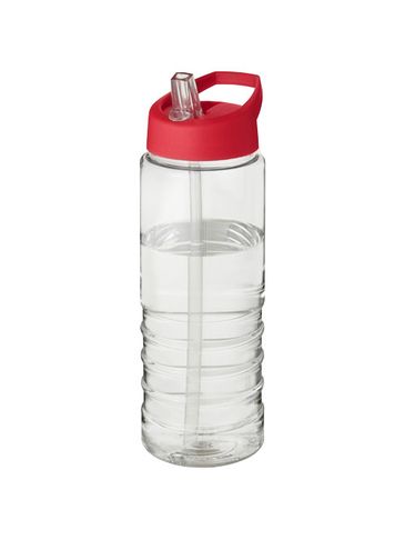 Bidon H2O Treble o pojemności 750 ml z wieczkiem z dzióbkiem, przezroczysty / czerwony