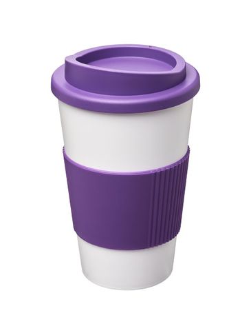 Kubek termiczny z serii Americano® o pojemności 350 ml z uchwytem, biały / fioletowy