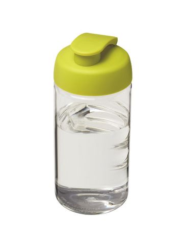 Bidon H2O Bop® o pojemności 500 ml z wieczkiem zaciskowym, przezroczysty / limonka