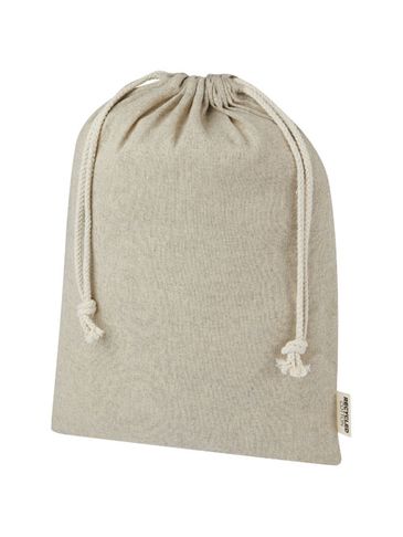 Pheebs torba na prezent z bawełny z recyklingu o gramaturze 150 g/m² i z certyfikatem GRS, duża o pojemności 4 l, naturalny melanż