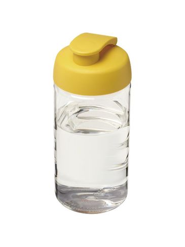 Bidon H2O Bop® o pojemności 500 ml z wieczkiem zaciskowym, przezroczysty / żółty