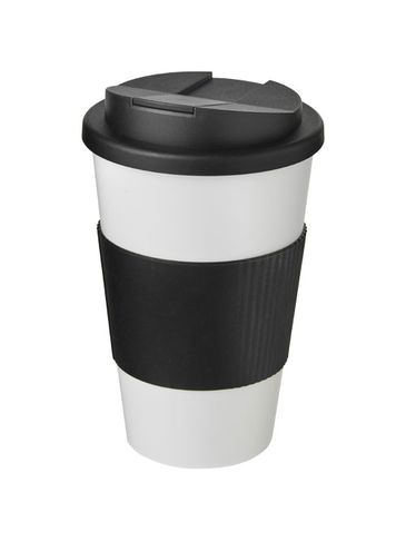 Americano® 350 ml tumbler with grip & spill-proof lid, biały / czarny