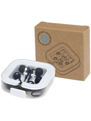 Baekdu przewodowy zestaw słuchawkowy typu C z pudełkiem do przechowywania wykonanym z tworzyw stzucznych pochodzących z recyklingu, czarny