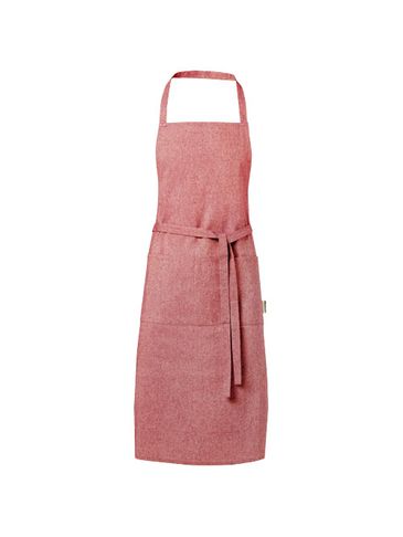 Pheebs Fartuch z bawełny z recyklingu o gramaturze 200 g/m², czerwony melanż