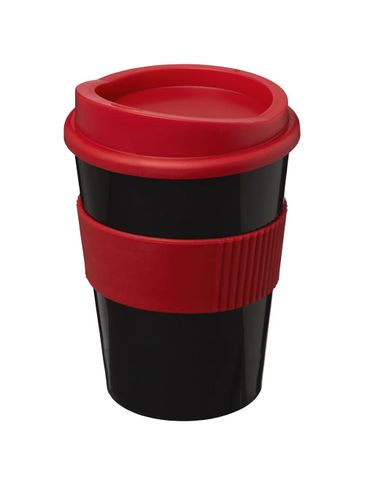 Kubek z serii Americano® Medio o pojemności 300 ml z uchwytem, czarny / czerwony