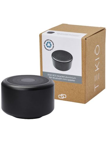 Rise mini głośnik Bluetooth® o mocy 3 W z aluminium z recyklingu z certyfikatem RCS , czarny