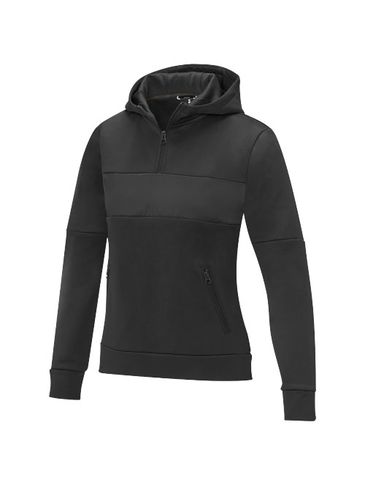 Sayan damska ciepła bluza z kapturem i zamkiem na pół długości, czarny