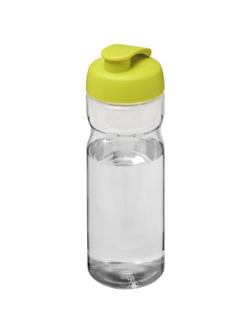 Bidon H2O Base® o pojemności 650 ml z wieczkiem zaciskowym, przezroczysty / limonka