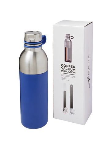 Miedziany izolowany próżniowo bidon Koln o pojemności 590 ml, niebieski