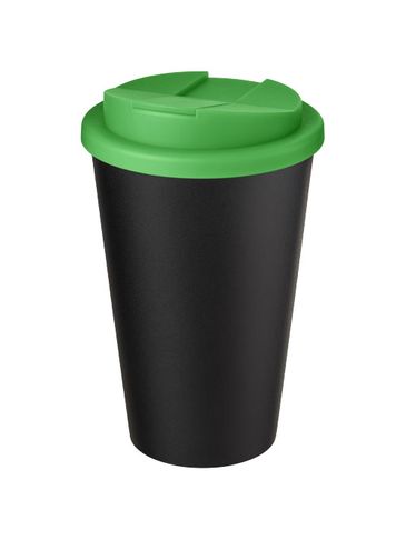 Kubek Americano® Eco z recyklingu o pojemności 350 ml z pokrywą odporną na zalanie, zielony / czarny