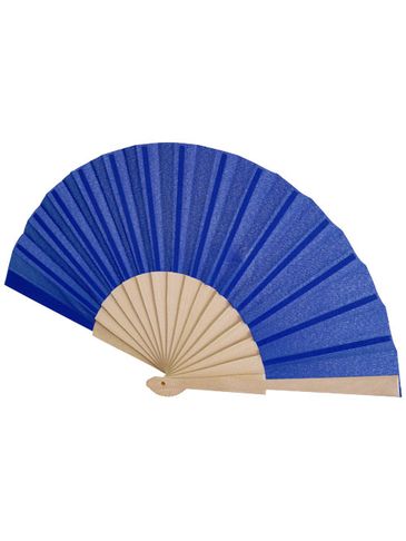 Wachlarz Manuela z drewna i poliestru, błękit królewski