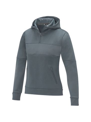 Sayan damska ciepła bluza z kapturem i zamkiem na pół długości, stalowa szarość