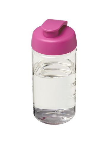 Bidon H2O Bop® o pojemności 500 ml z wieczkiem zaciskowym, przezroczysty / różowy