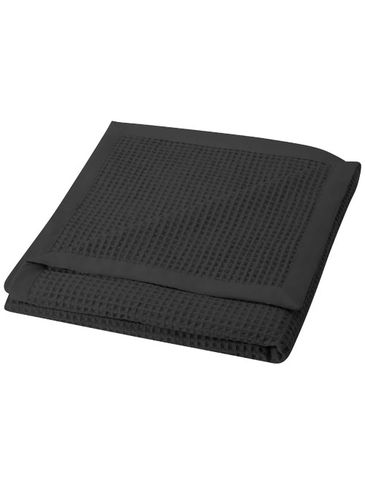 Abele koc z bawełny o waflowej strukturze o wymiarach 150 x 140 cm , czarny