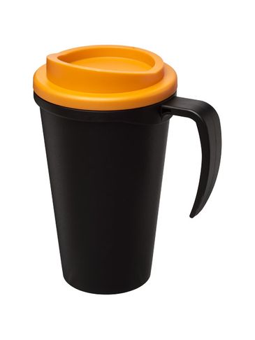 Kubek termiczny z serii Americano® Grande o pojemności 350 ml, czarny / pomarańczowy