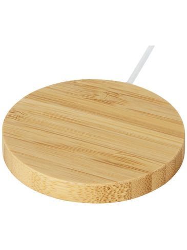 Bambusowa magnetyczna podkładka Atra o mocy 10 W do ładowania bezprzewodowego, beżowy